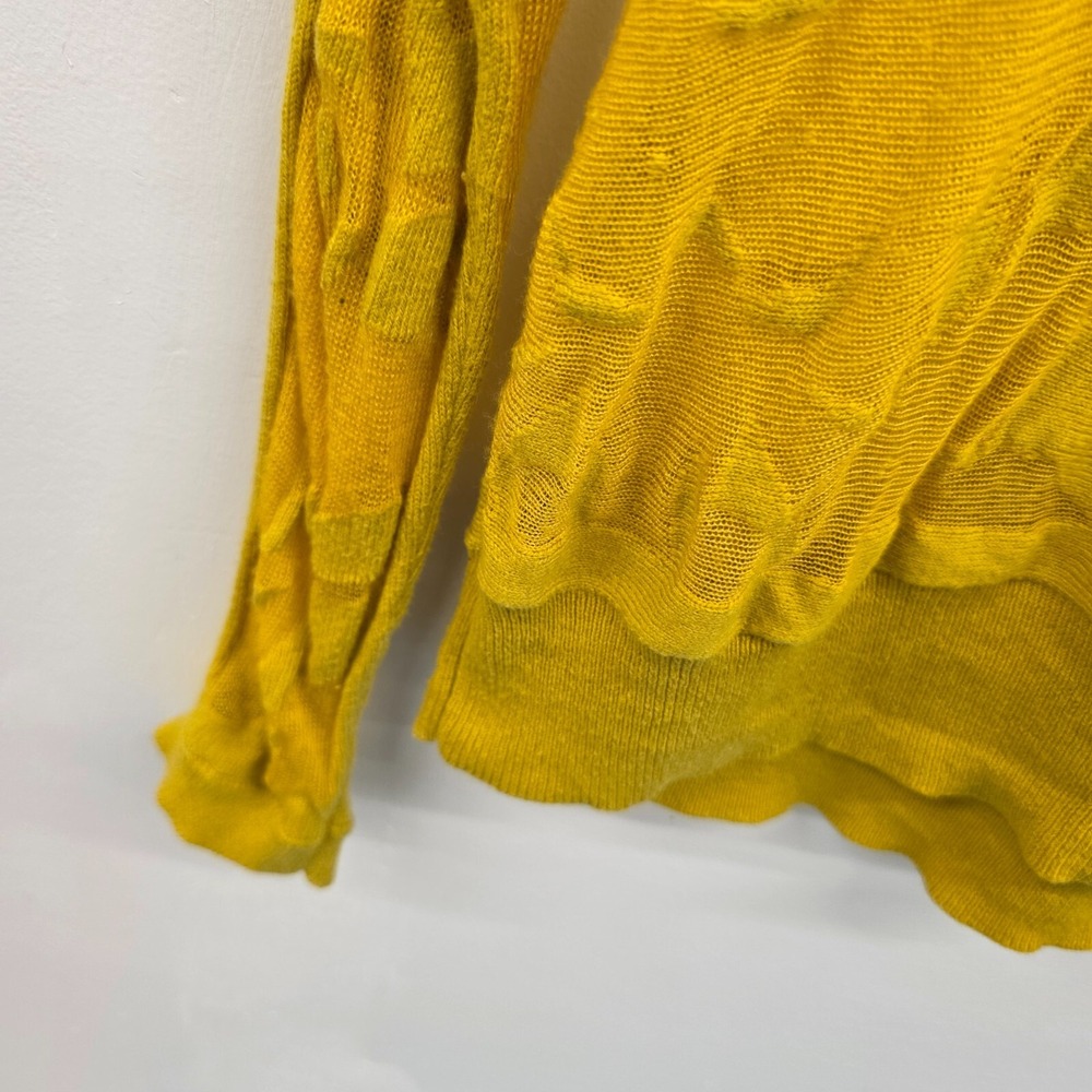 Cabi Womens L Yellow Burnout Sheer Lightweight Textured Knit Long Sleeve Top - Picture 6 of 12